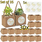35 combination sets, 30pcs succulent bags with 5pcs thank you stickers, suitable for 2.5-inch flower POTS, Mini brown paper succulent gift basket with handles, perfect for weddings, birthdays, holidays, succulent party giveaw House Of Avana