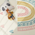 Kids Rug Nino with Rainbow and Hearts for Nursery in Cream RugYourHome