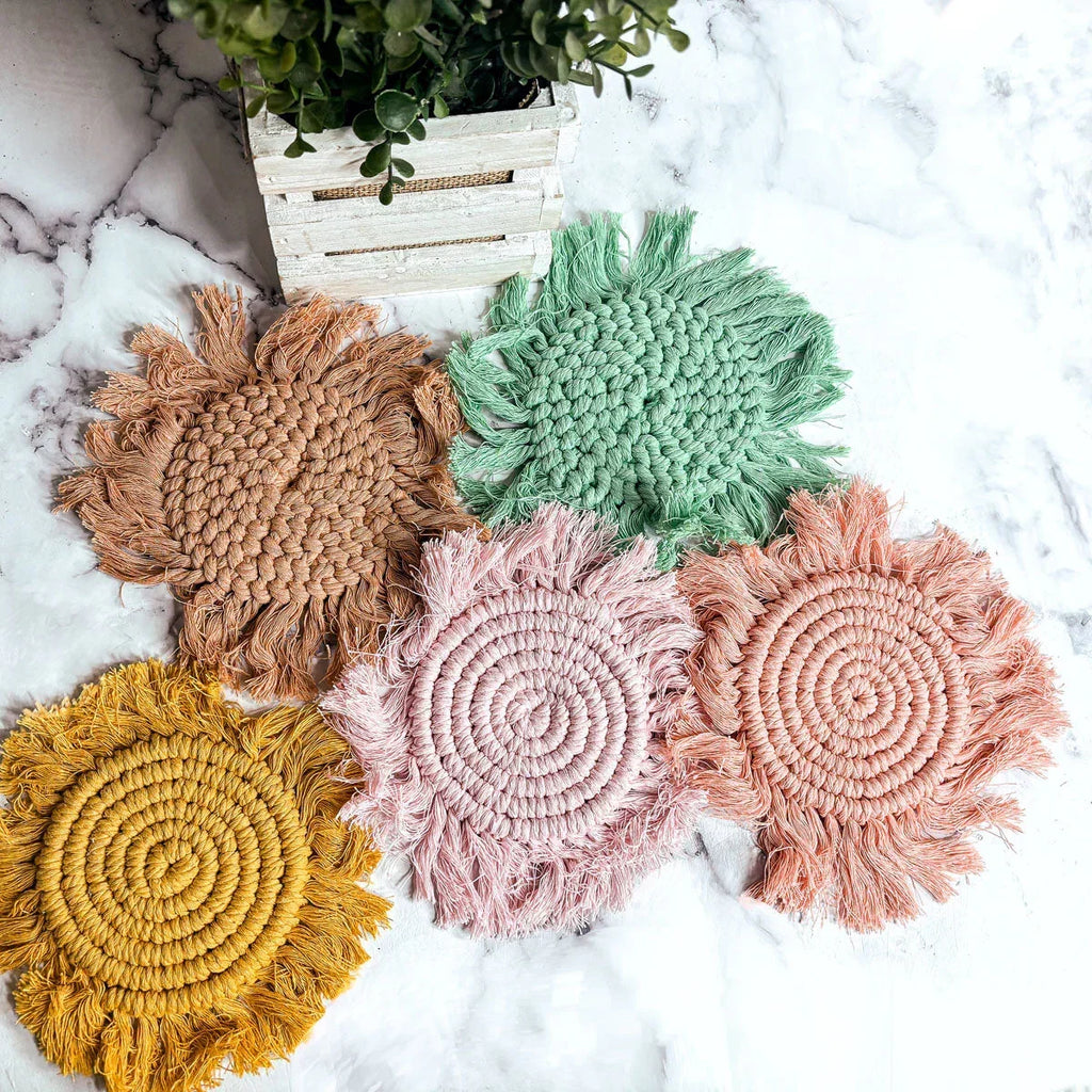 Pastel Braided Tassel Coasters Gia Roma