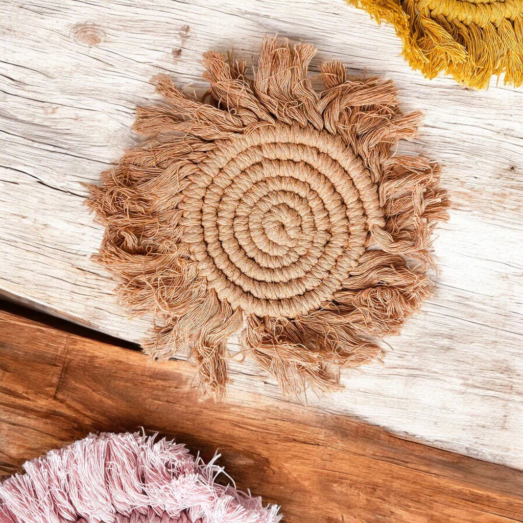Pastel Braided Tassel Coasters Gia Roma