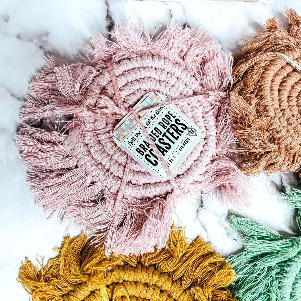 Pastel Braided Tassel Coasters Gia Roma