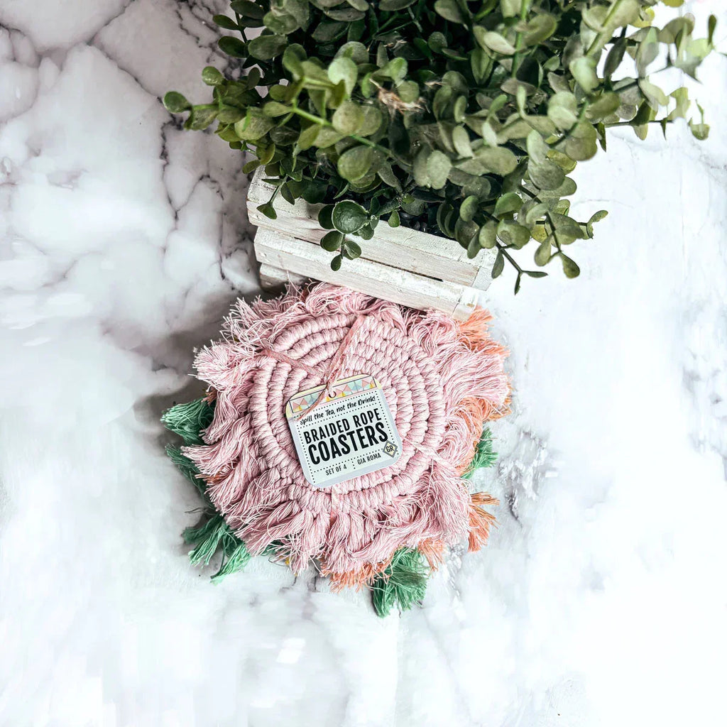 Pastel Braided Tassel Coasters Gia Roma