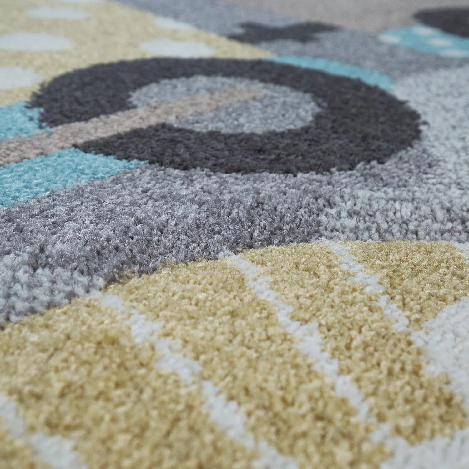 Kids Rug Elaya for Nursery Cute Animals on a Train in Pastel Grey RugYourHome