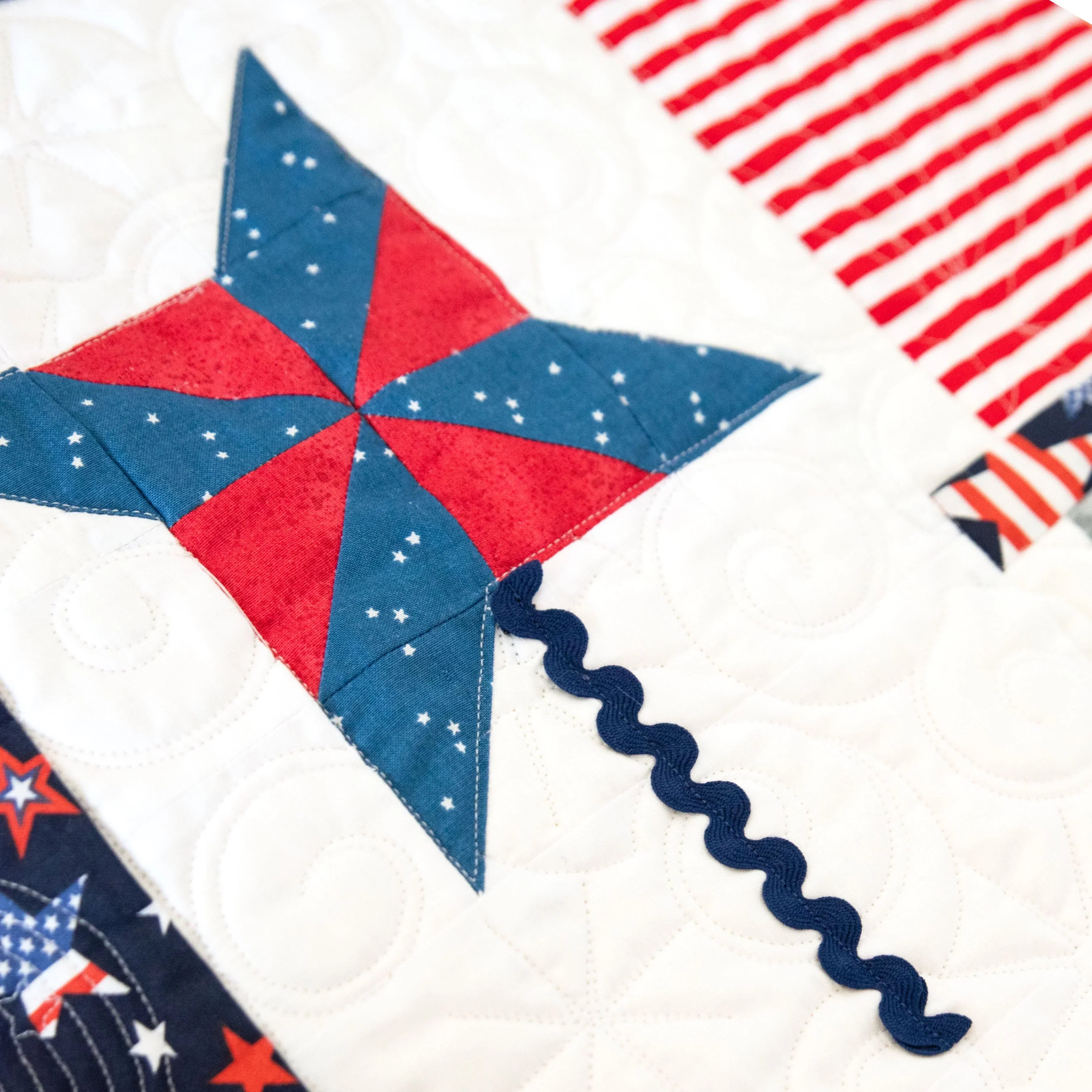 Patriotic Gnomes Quilted Table Runner Precut Quilt Kit Block Party Quilt Co