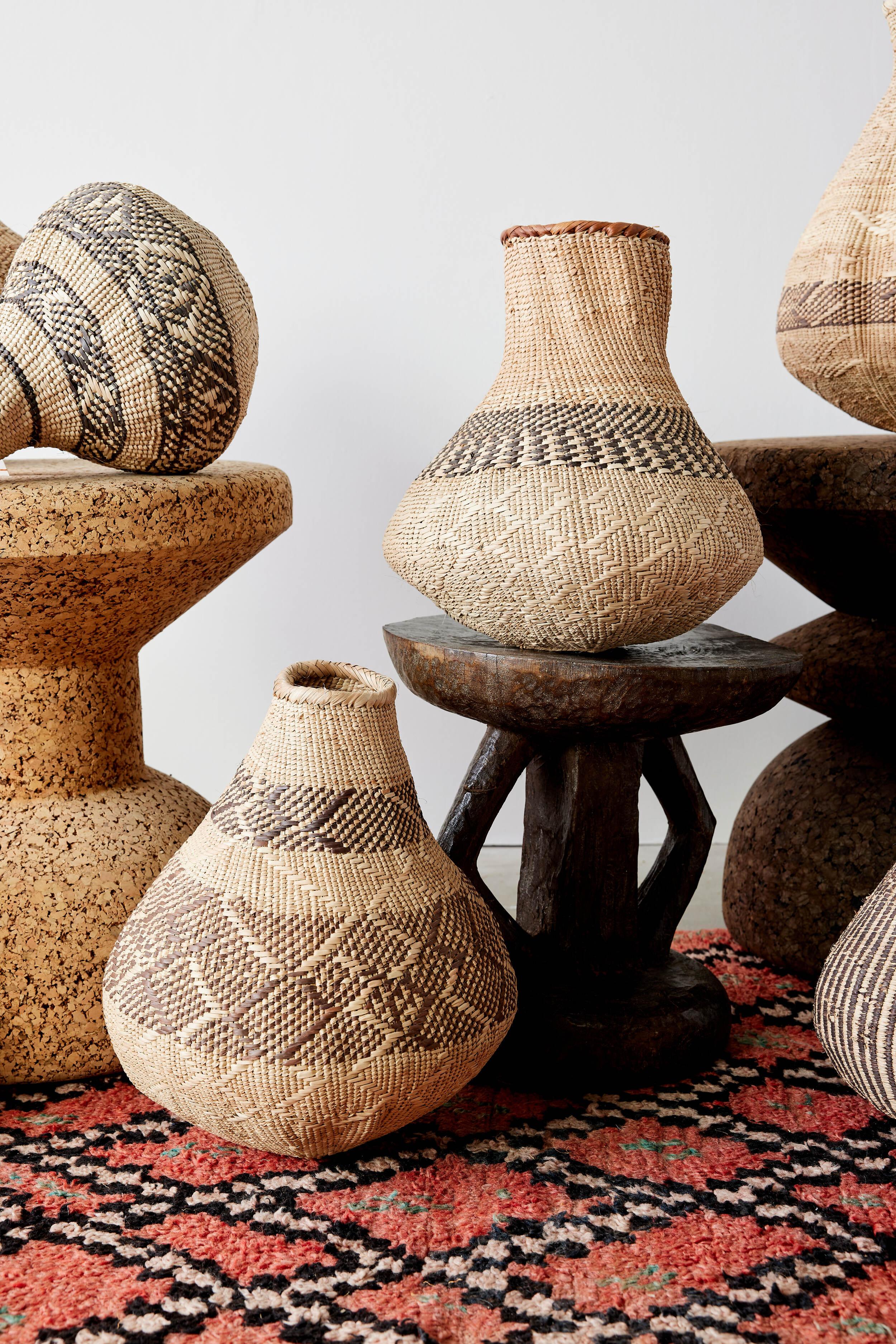Patterned Binga Nongo Gourd Woven Basket Kanju Interiors