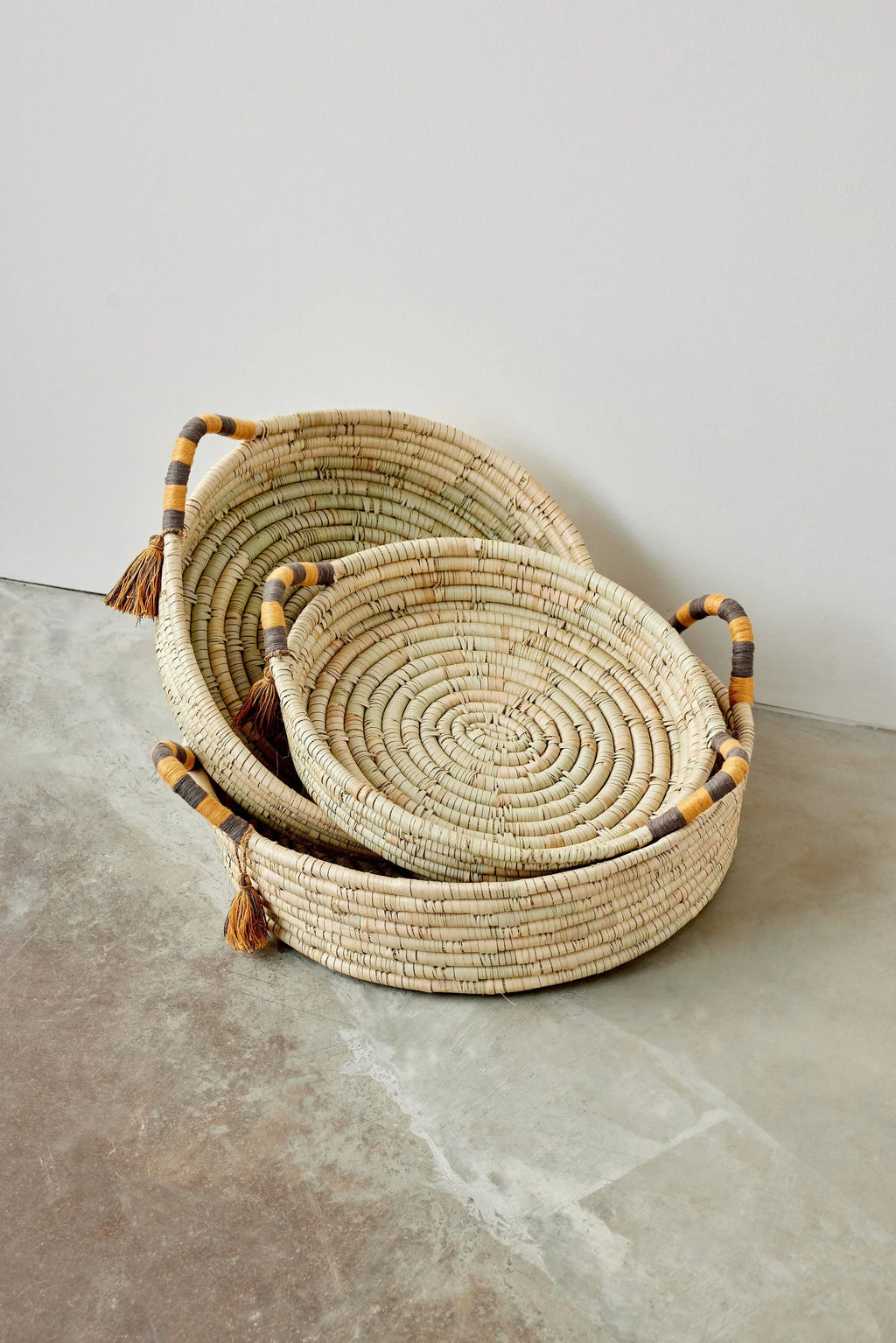 Peach Banded Betty Tray with Tassel Kanju Interiors