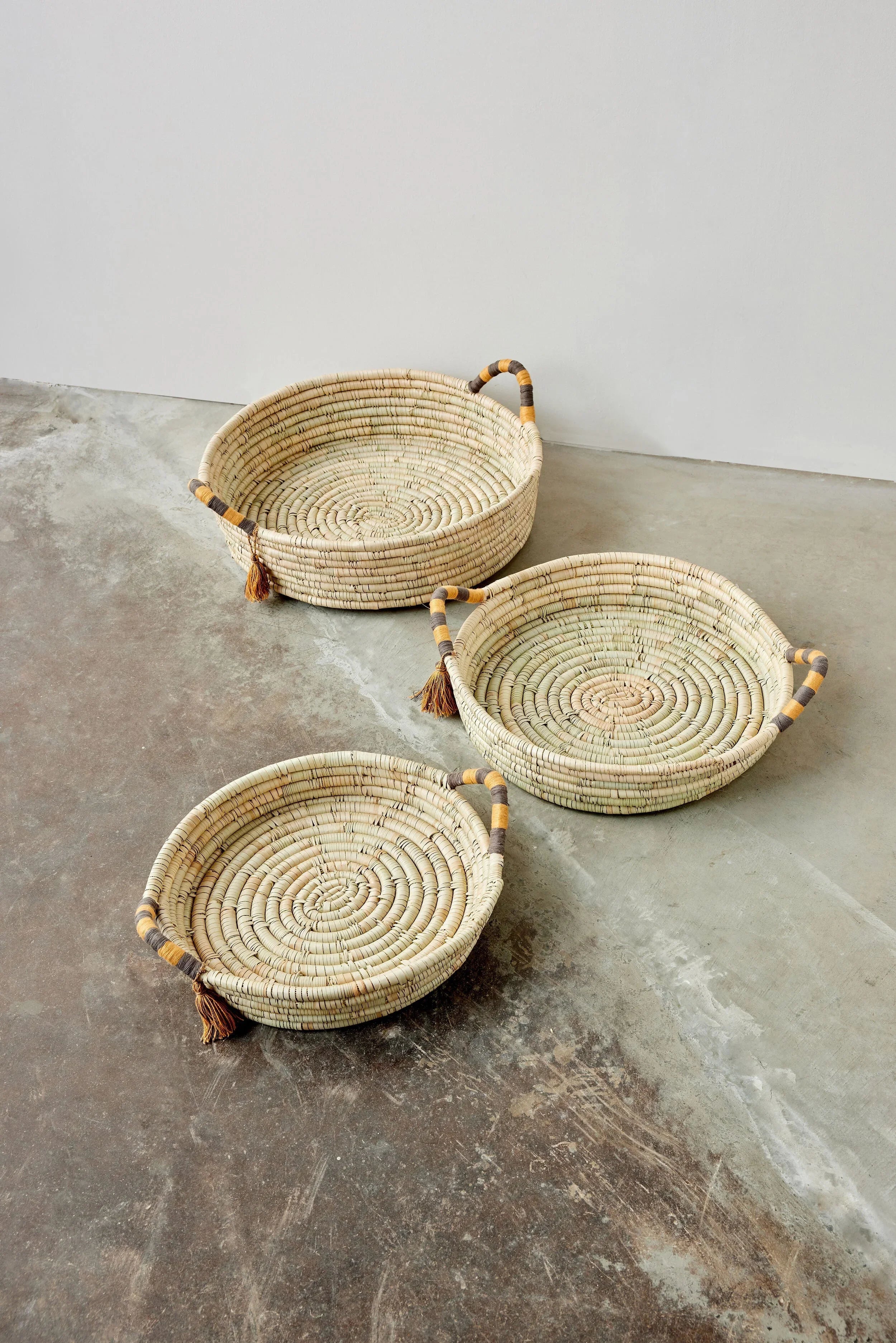 Peach Banded Betty Tray with Tassel Kanju Interiors