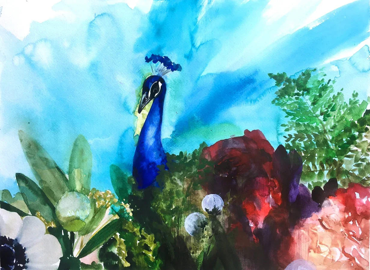 Peacock Garden Ii Art Print – Vibrant Exotic Bird & Floral Wall Décor, Archival Quality, Ready to Hang,... - House Of Avana