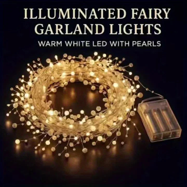 Christmas imitation pearl string lights, LED lights, festive decorations, suitable for Christmas, Valentine's Day, wedding venue decoration, gift presentation, room decoration, Christmas tree decoration, for creating festive House Of Avana [[SKU:HOA-GDN-403]]