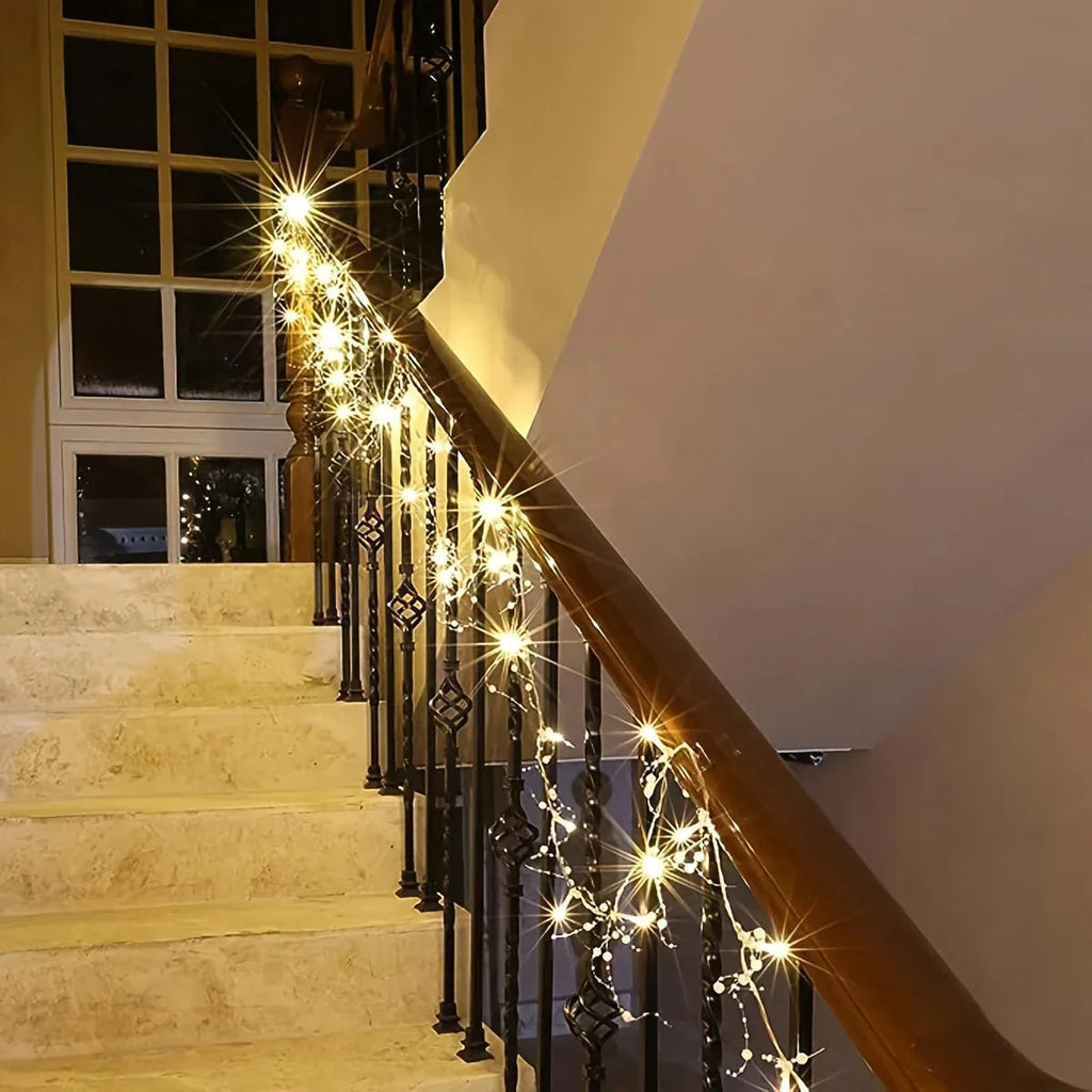 Christmas imitation pearl string lights, LED lights, festive decorations, suitable for Christmas, Valentine's Day, wedding venue decoration, gift presentation, room decoration, Christmas tree decoration, for creating festive House Of Avana [[SKU:HOA-GDN-403]]