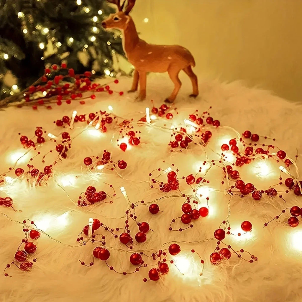 Christmas imitation pearl string lights, LED lights, festive decorations, suitable for Christmas, Valentine's Day, wedding venue decoration, gift presentation, room decoration, Christmas tree decoration, for creating festive House Of Avana [[SKU:HOA-GDN-403]]