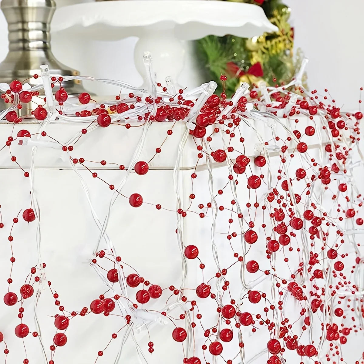 Christmas imitation pearl string lights, LED lights, festive decorations, suitable for Christmas, Valentine's Day, wedding venue decoration, gift presentation, room decoration, Christmas tree decoration, for creating festive House Of Avana [[SKU:HOA-GDN-403]]