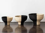 Pedestal Black and Natural Basket Bowl Kanju Interiors