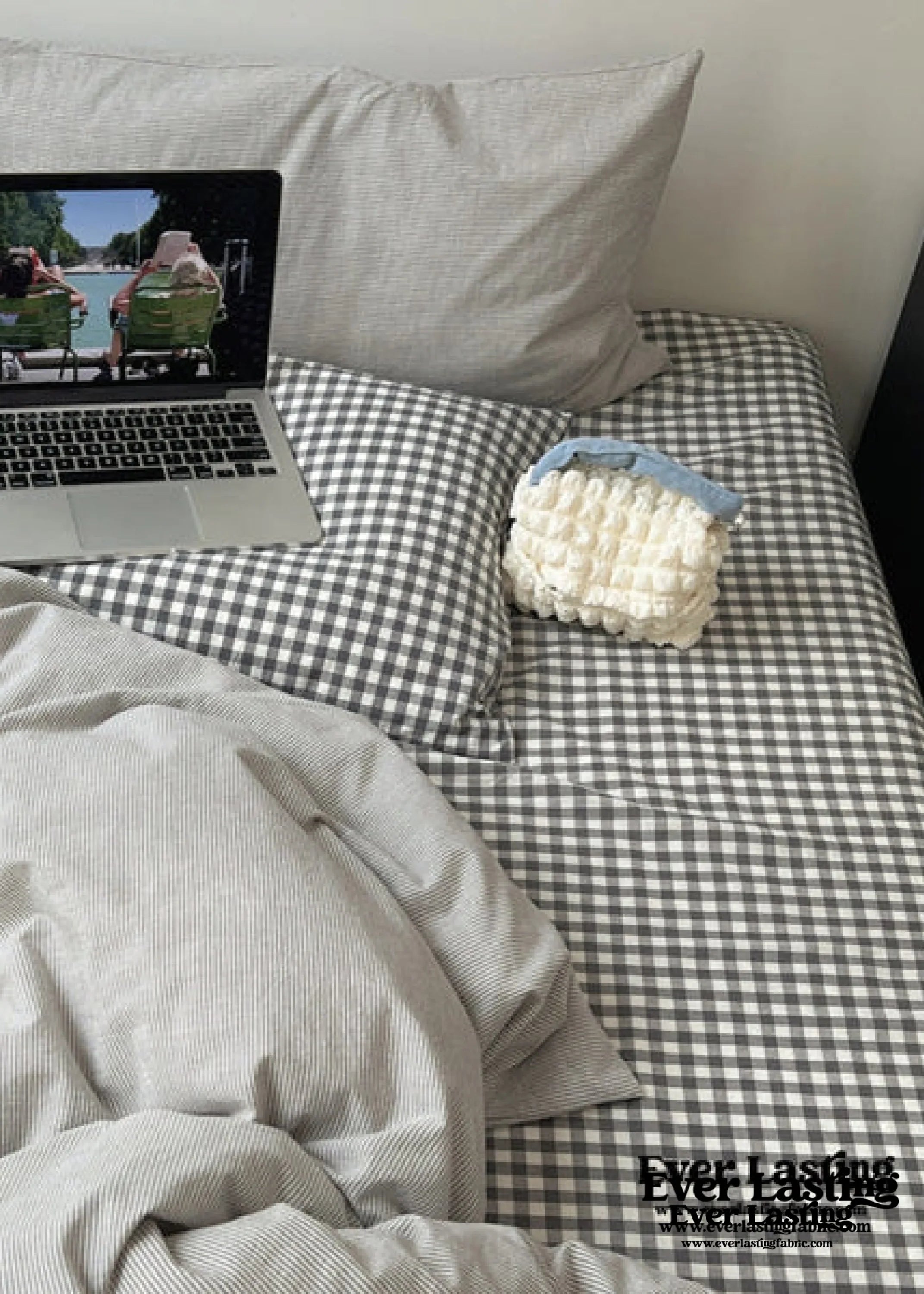 Peekaboo Gingham Stripe Bedding Set / Mint Green Ever Lasting