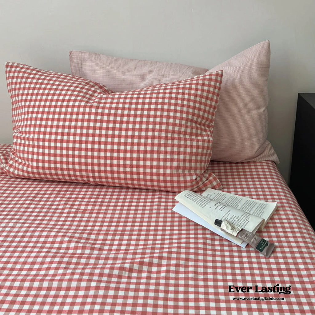 Peekaboo Gingham Stripe Bedding Set / Mint Green Ever Lasting