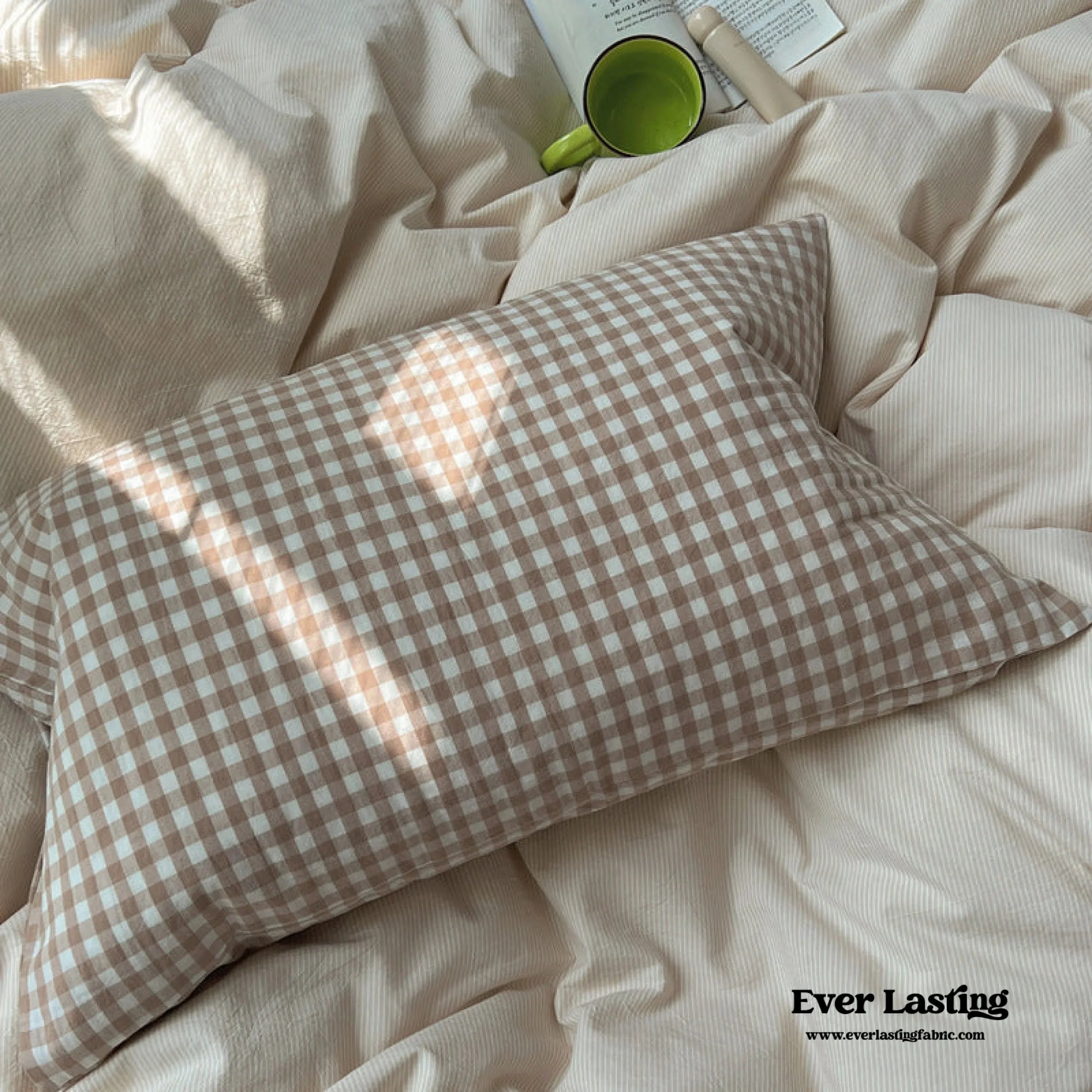 Peekaboo Gingham Stripe Bedding Set / Mint Green Ever Lasting