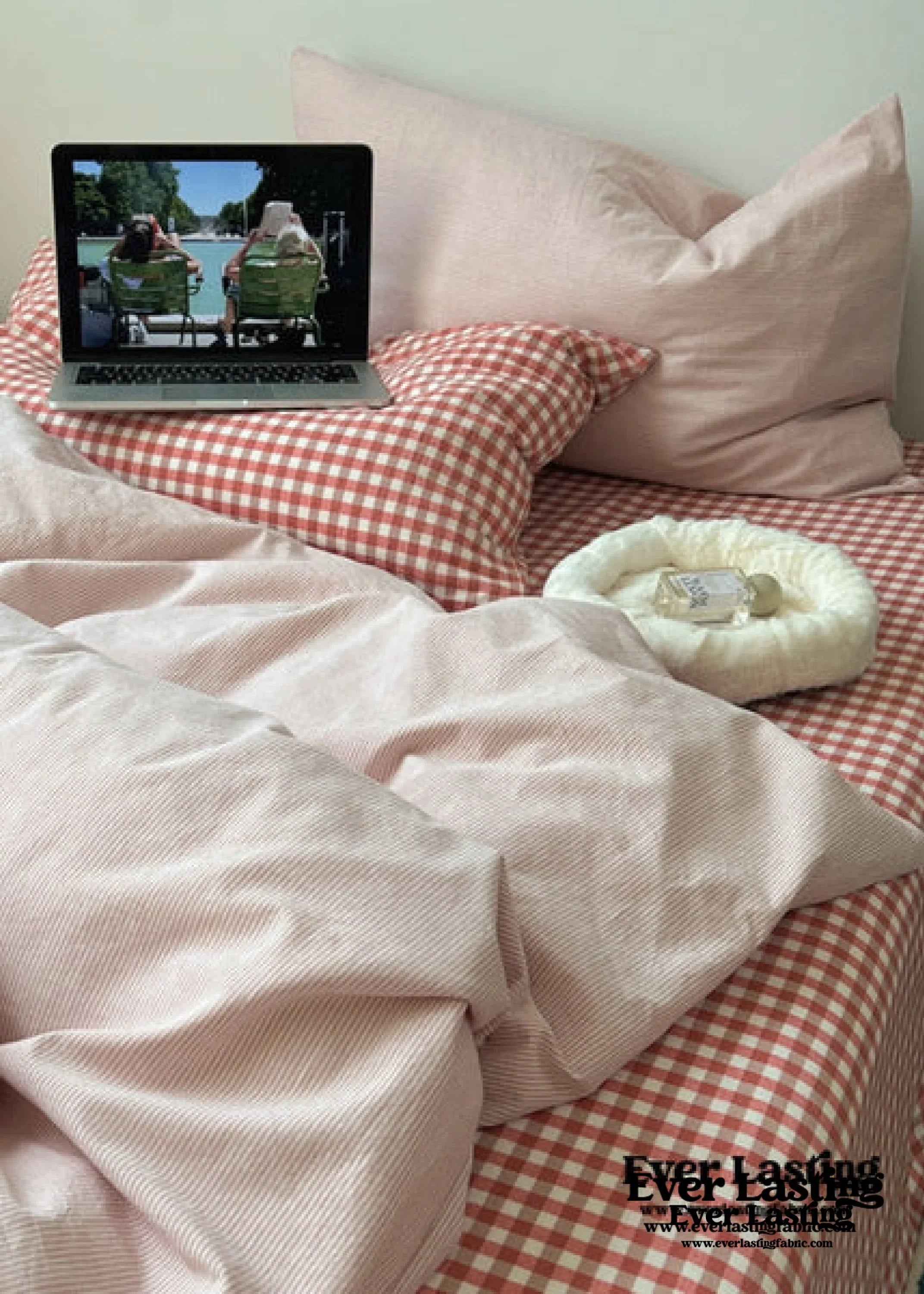 Peekaboo Gingham Stripe Bedding Set / Mint Green Ever Lasting