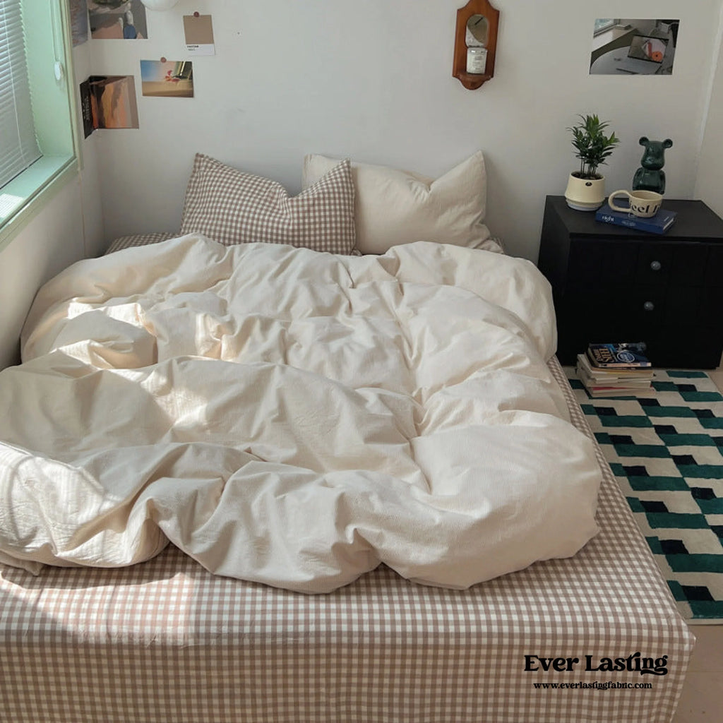 Peekaboo Gingham Stripe Bedding Set / Mint Green Ever Lasting