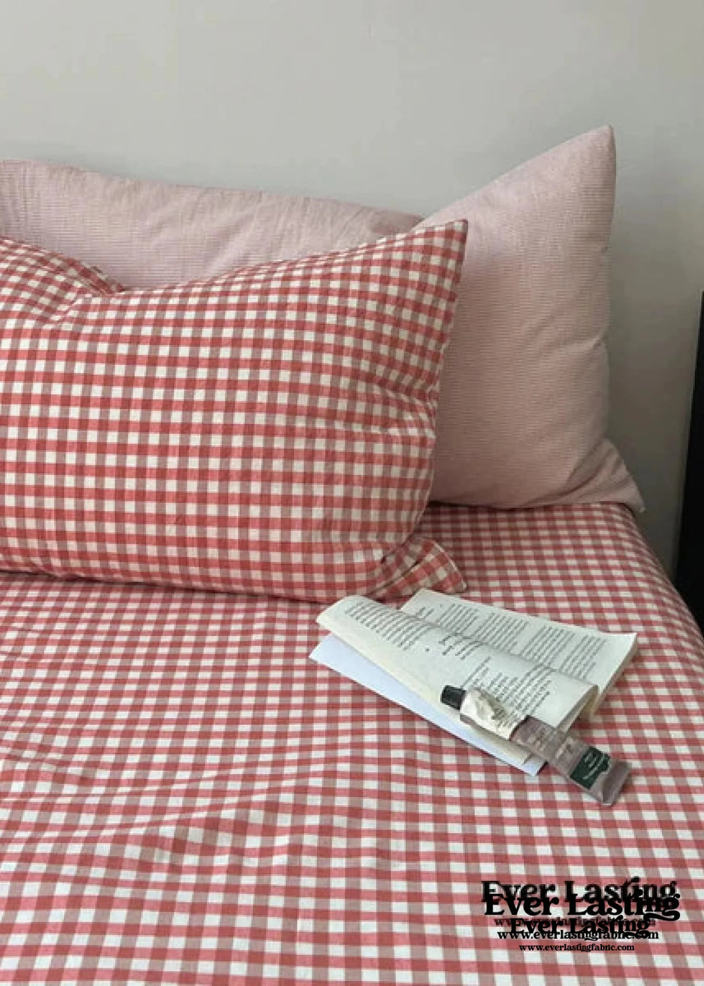 Peekaboo Gingham Stripe Bedding Set / Mint Green Ever Lasting
