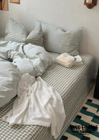 Peekaboo Gingham Stripe Bedding Set / Mint Green Ever Lasting