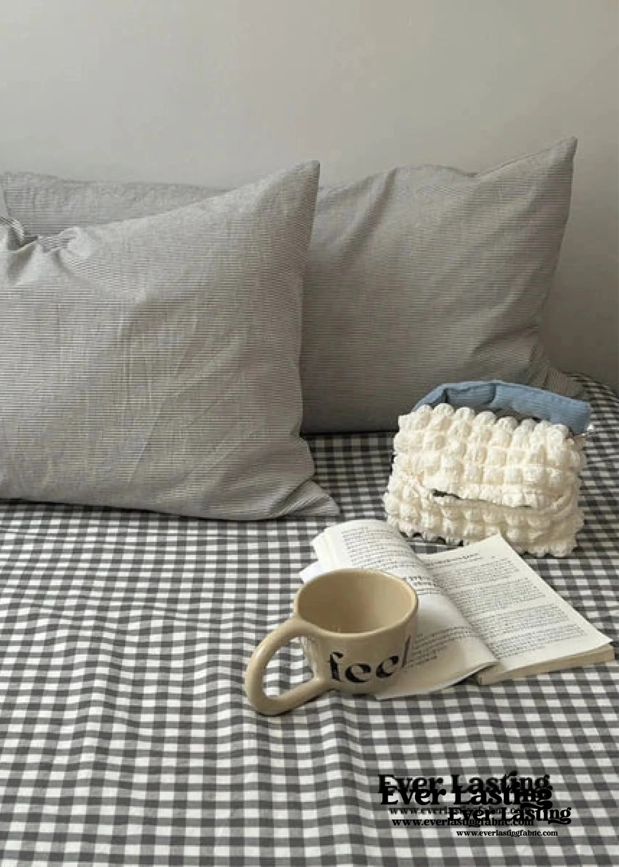 Peekaboo Gingham Stripe Bedding Set / Mint Green Ever Lasting