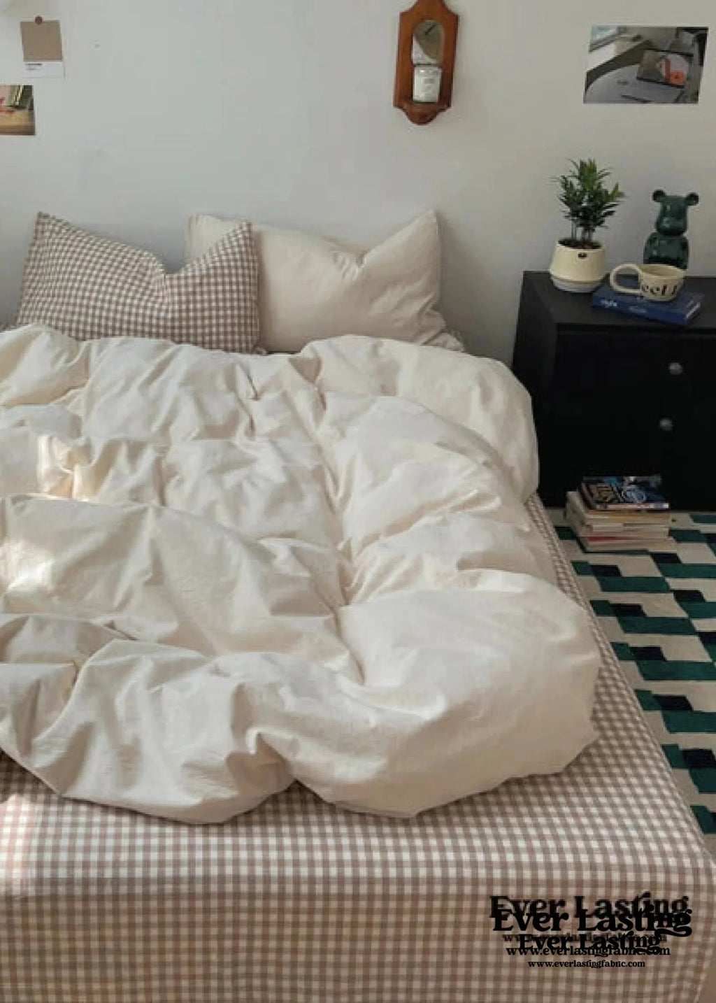 Peekaboo Gingham Stripe Bedding Set / Mint Green Ever Lasting