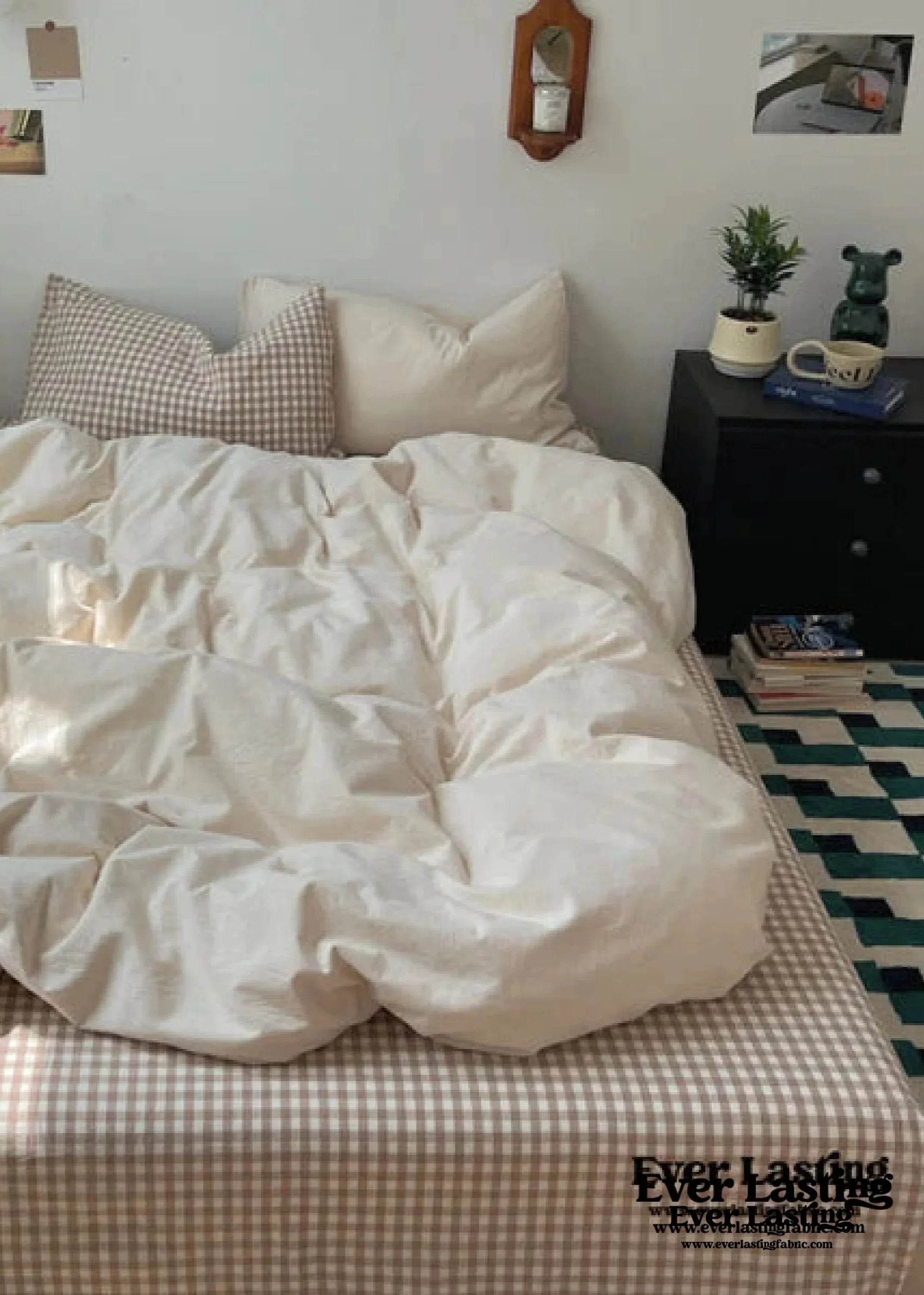 Peekaboo Gingham Stripe Bedding Set / Mint Green Ever Lasting