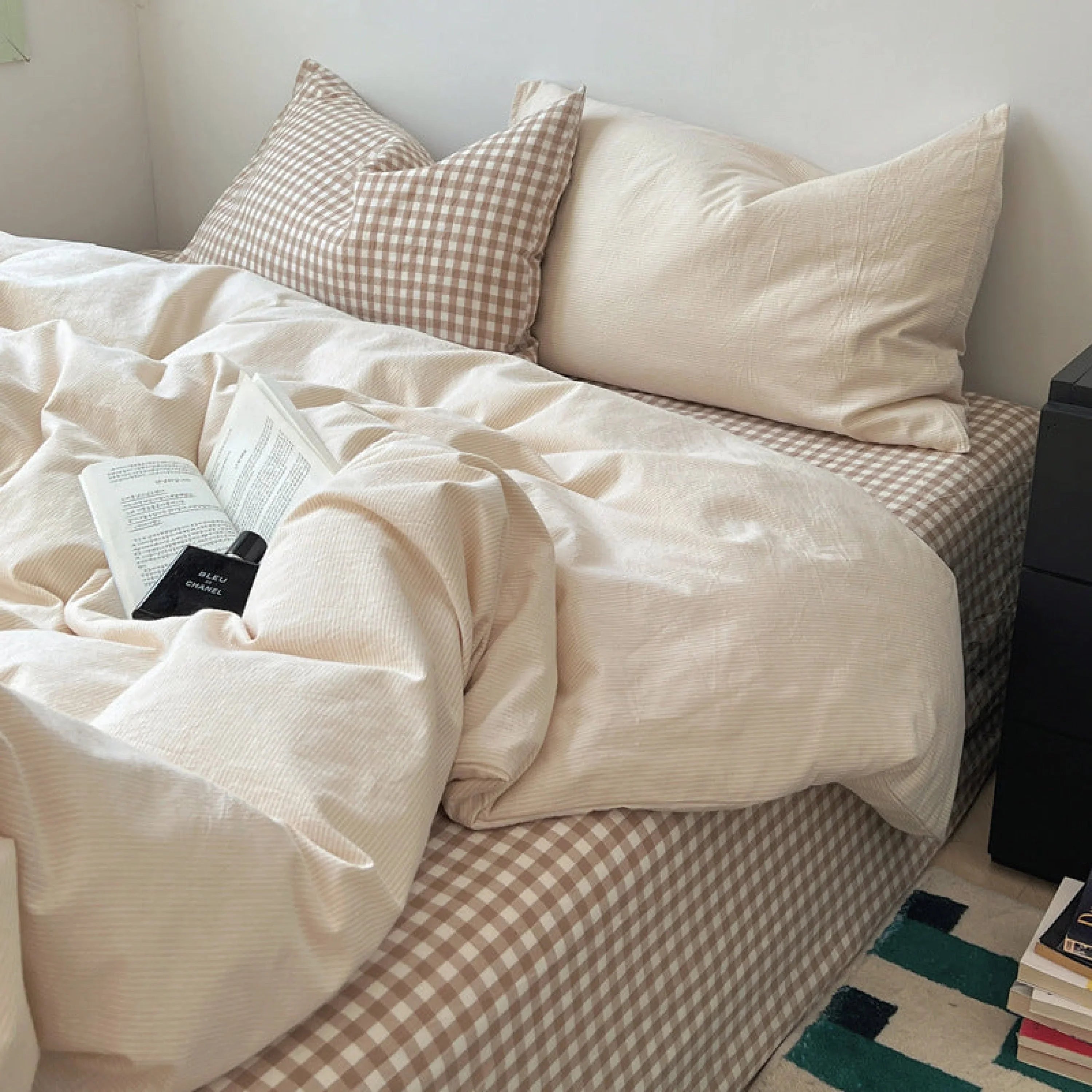 Peekaboo Gingham Stripe Bedding Set / Mint Green Ever Lasting