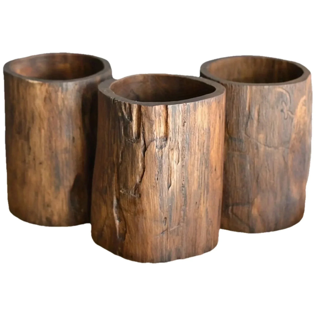 Pen Holder - Rustic Wood Small