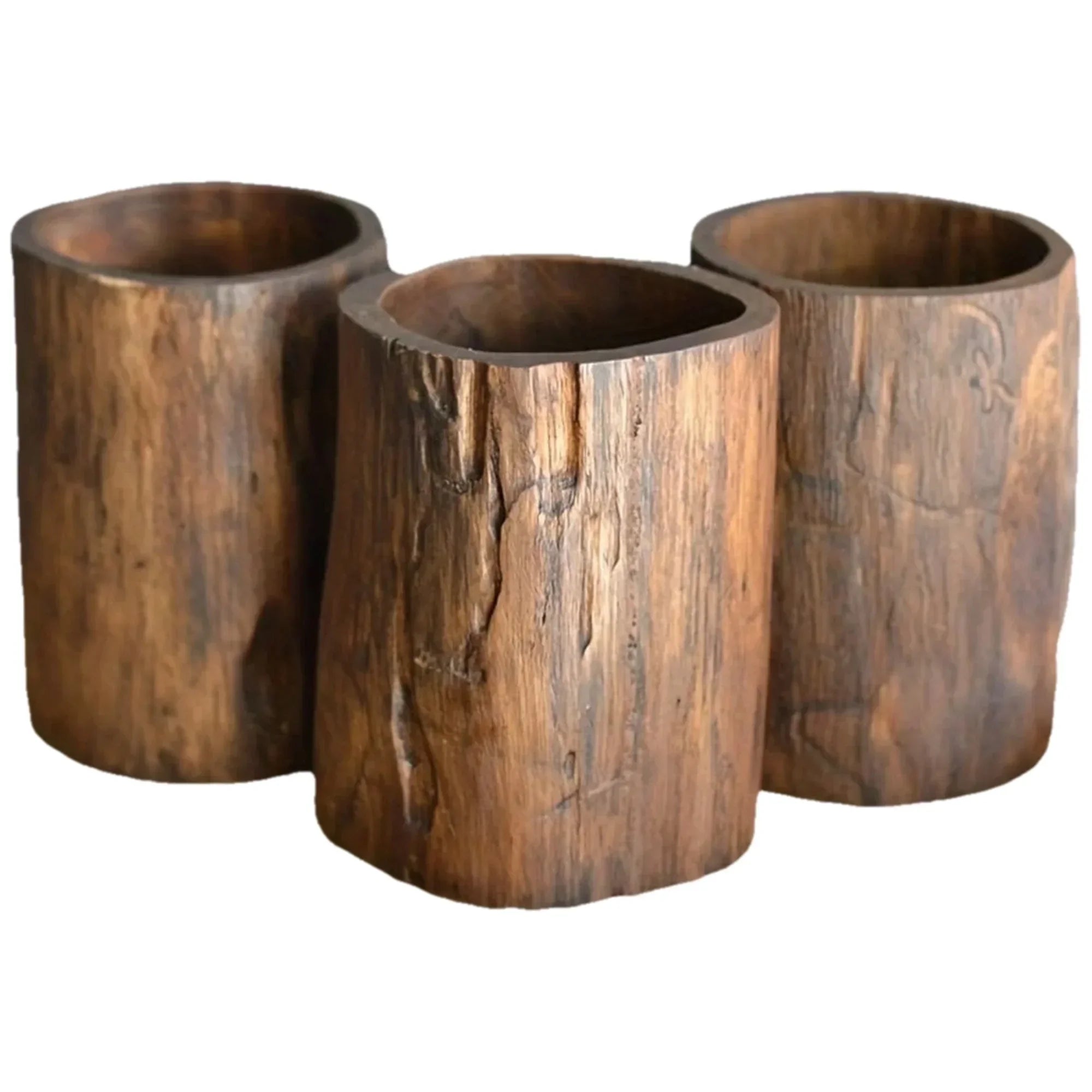 Pen Holder - Rustic Wood Small
