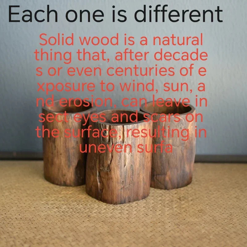 Pen Holder - Rustic Wood Small