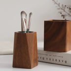 Vintage Wooden Pen Holder Organizer - Colorful Pencil Cylinder with Blue and White Design, Durable... - House Of Avana [[SKU:HOA-DSK-400]]