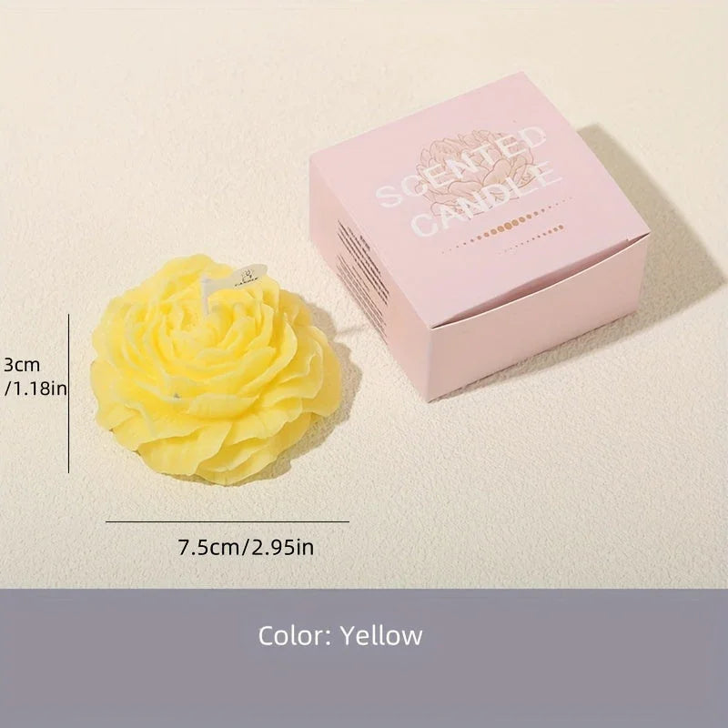 White soy wax peony scented candles, single-wick, handcrafted floral décor - House of Avana