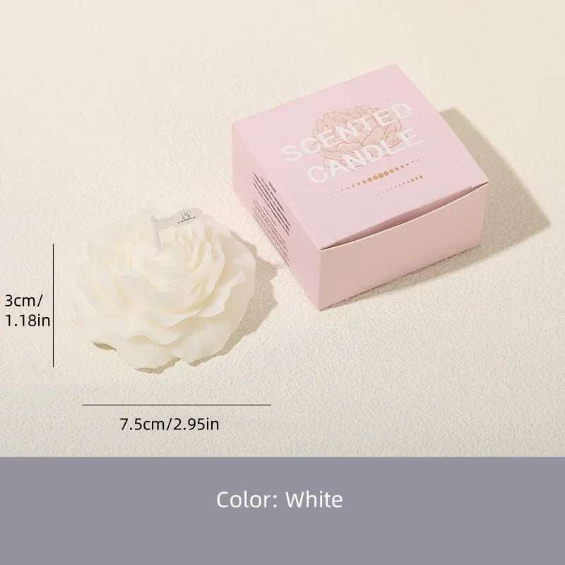 White soy wax peony scented candles, single-wick, handcrafted floral décor - House of Avana