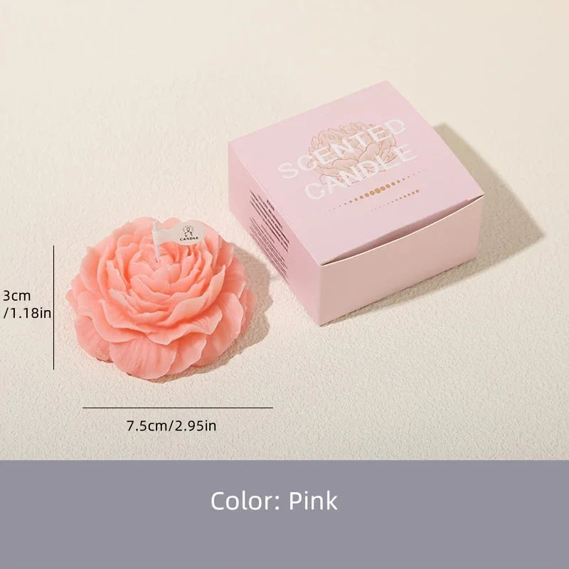 White soy wax peony scented candles, single-wick, handcrafted floral décor - House of Avana