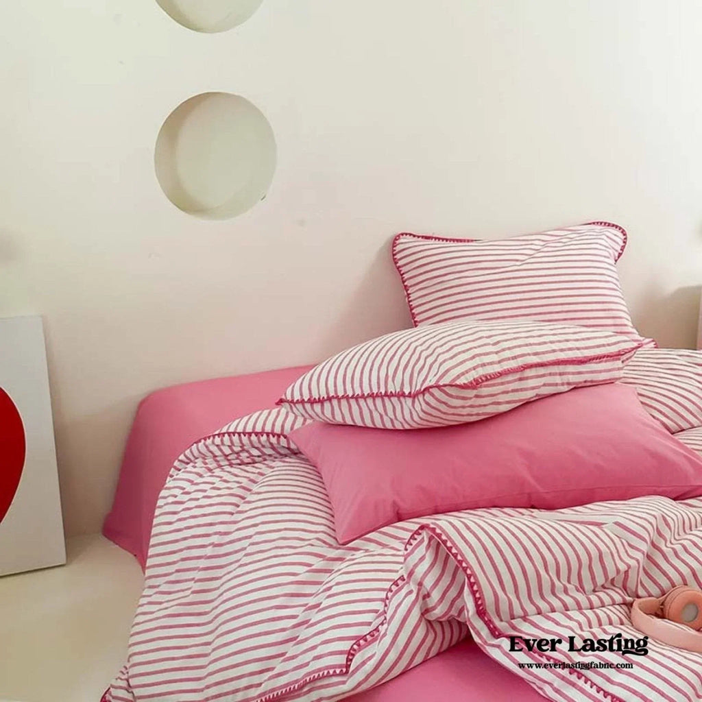 Pepper Candy Stripe Bedding Set / Fuchsia Ever Lasting