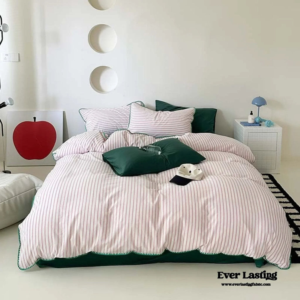 Pepper Candy Stripe Bedding Set / Fuchsia Ever Lasting