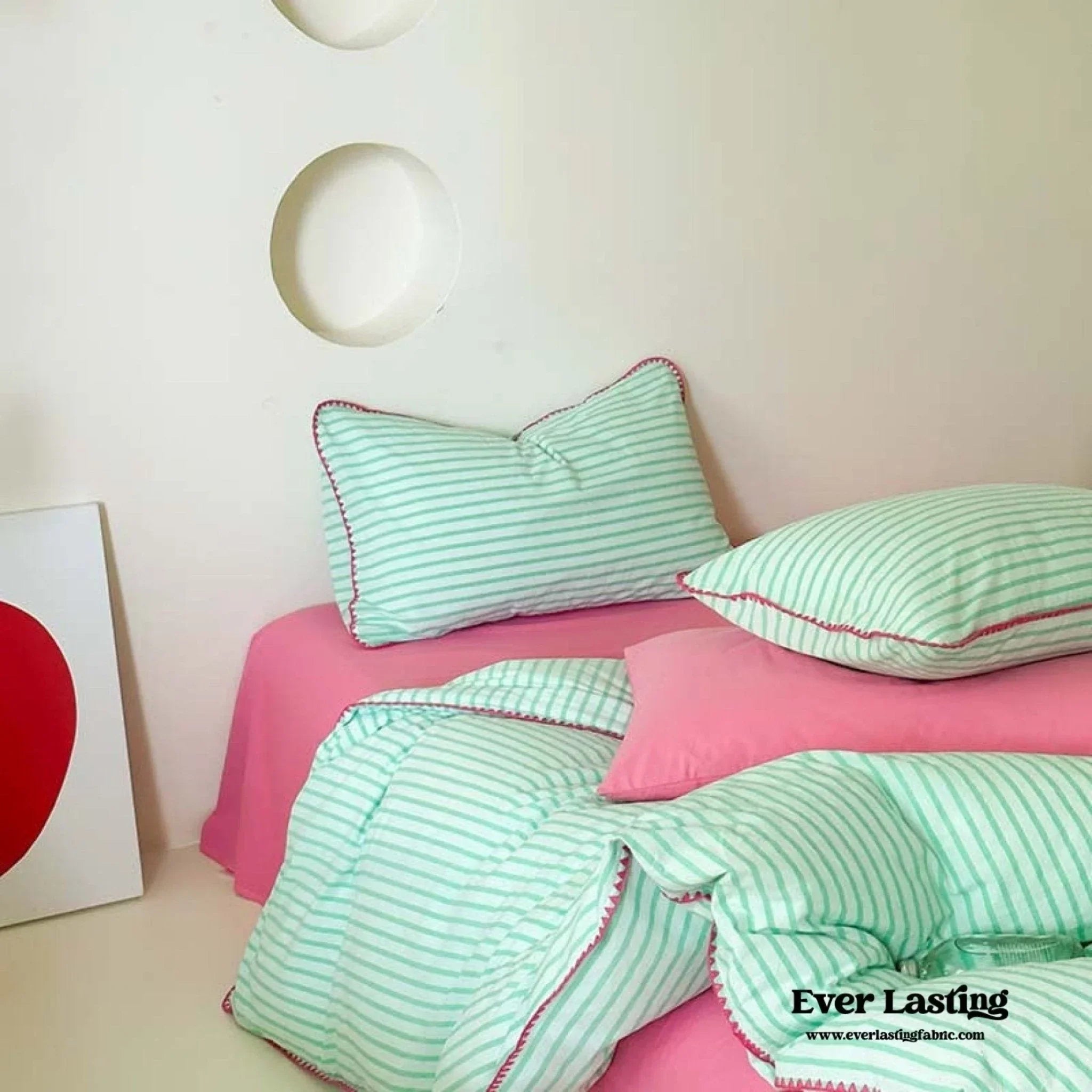 Pepper Candy Stripe Bedding Set / Fuchsia Ever Lasting