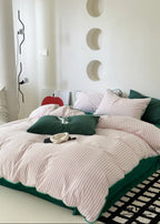 Pepper Candy Stripe Bedding Set / Green + Pink Ever Lasting