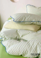 Pepper Candy Stripe Bedding Set / Green + Pink Ever Lasting
