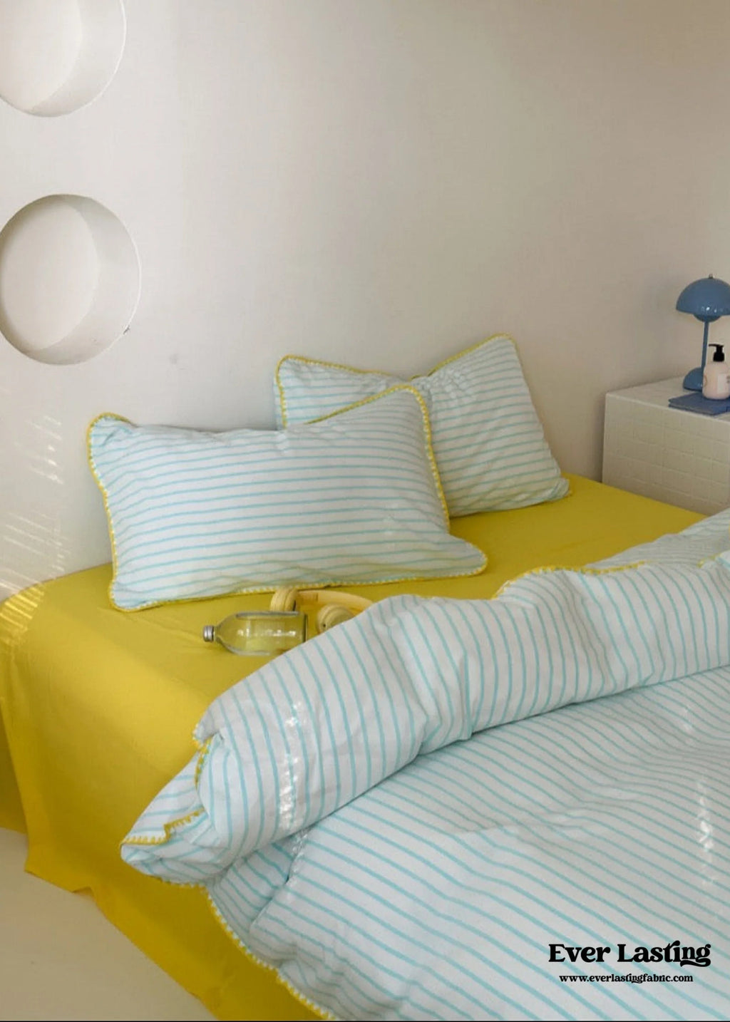 Pepper Candy Stripe Bedding Set / Green + Pink Ever Lasting