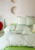 Pepper Candy Stripe Bedding Set / Green + Pink Ever Lasting