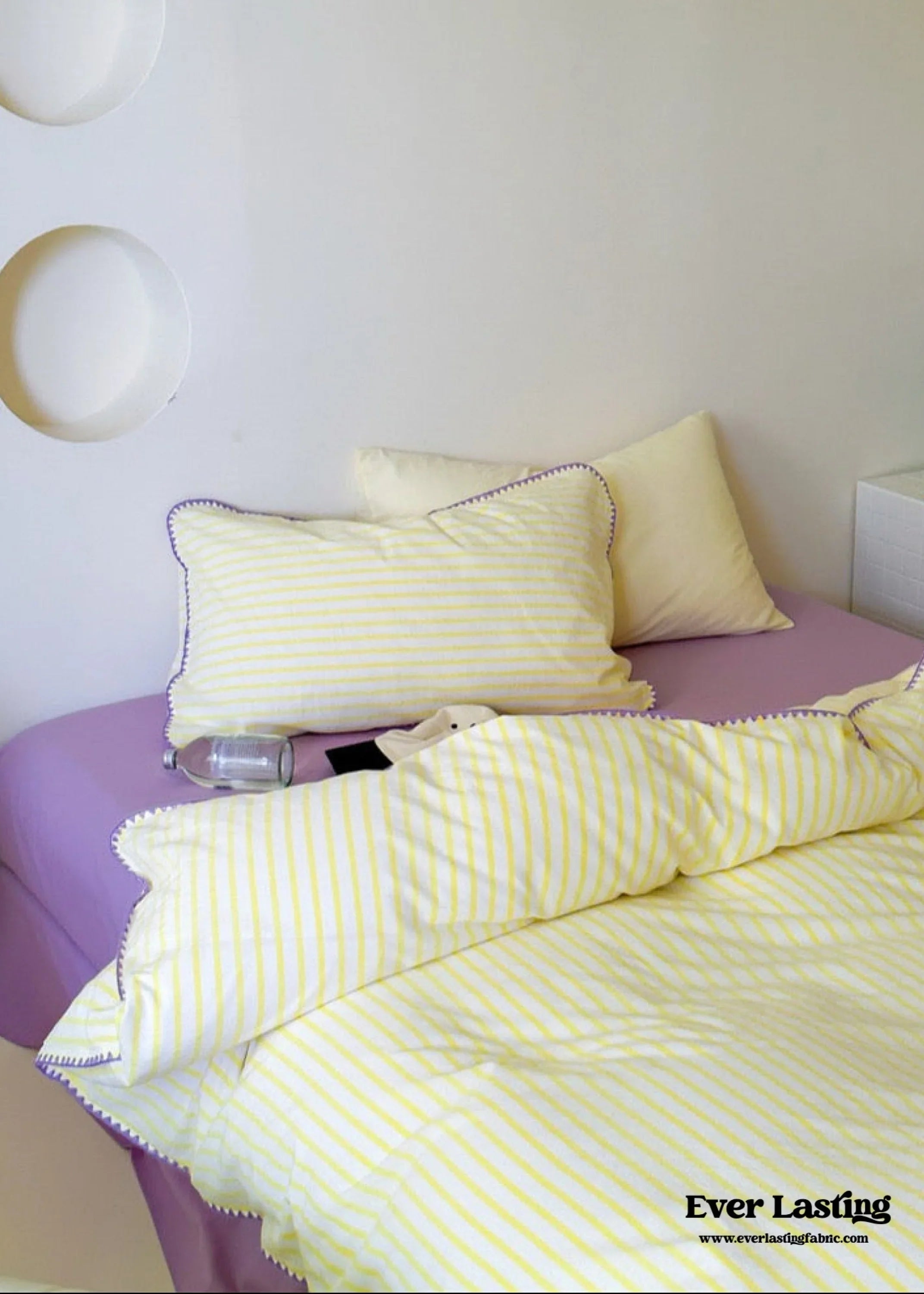 Pepper Candy Stripe Bedding Set / Green + Pink Ever Lasting