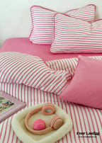Pepper Candy Stripe Bedding Set / Green + Pink Ever Lasting