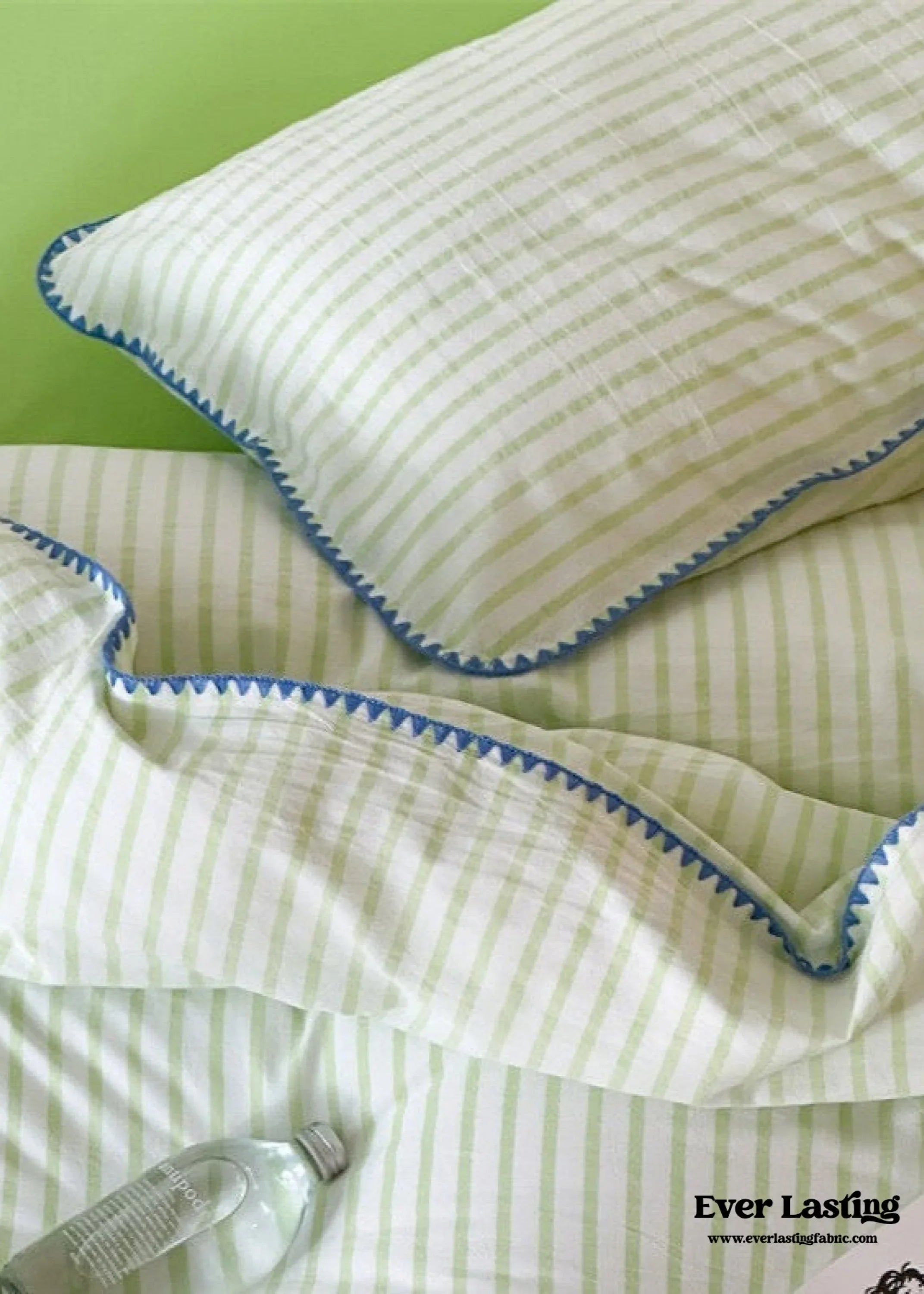 Pepper Candy Stripe Bedding Set / Green + Pink Ever Lasting