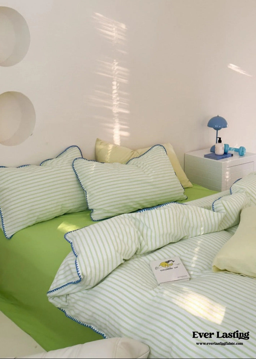 Pepper Candy Stripe Bedding Set / Green + Pink Ever Lasting