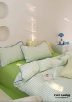 Pepper Candy Stripe Bedding Set / Green + Pink Ever Lasting