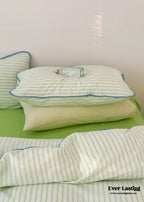 Pepper Candy Stripe Bedding Set / Green + Pink Ever Lasting