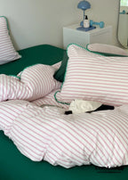 Pepper Candy Stripe Bedding Set / Green + Pink Ever Lasting