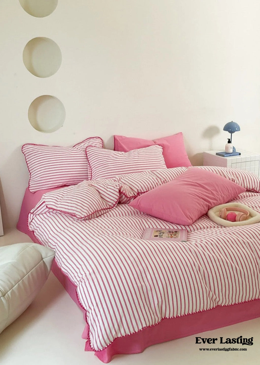 Pepper Candy Stripe Bedding Set / Green + Pink Ever Lasting